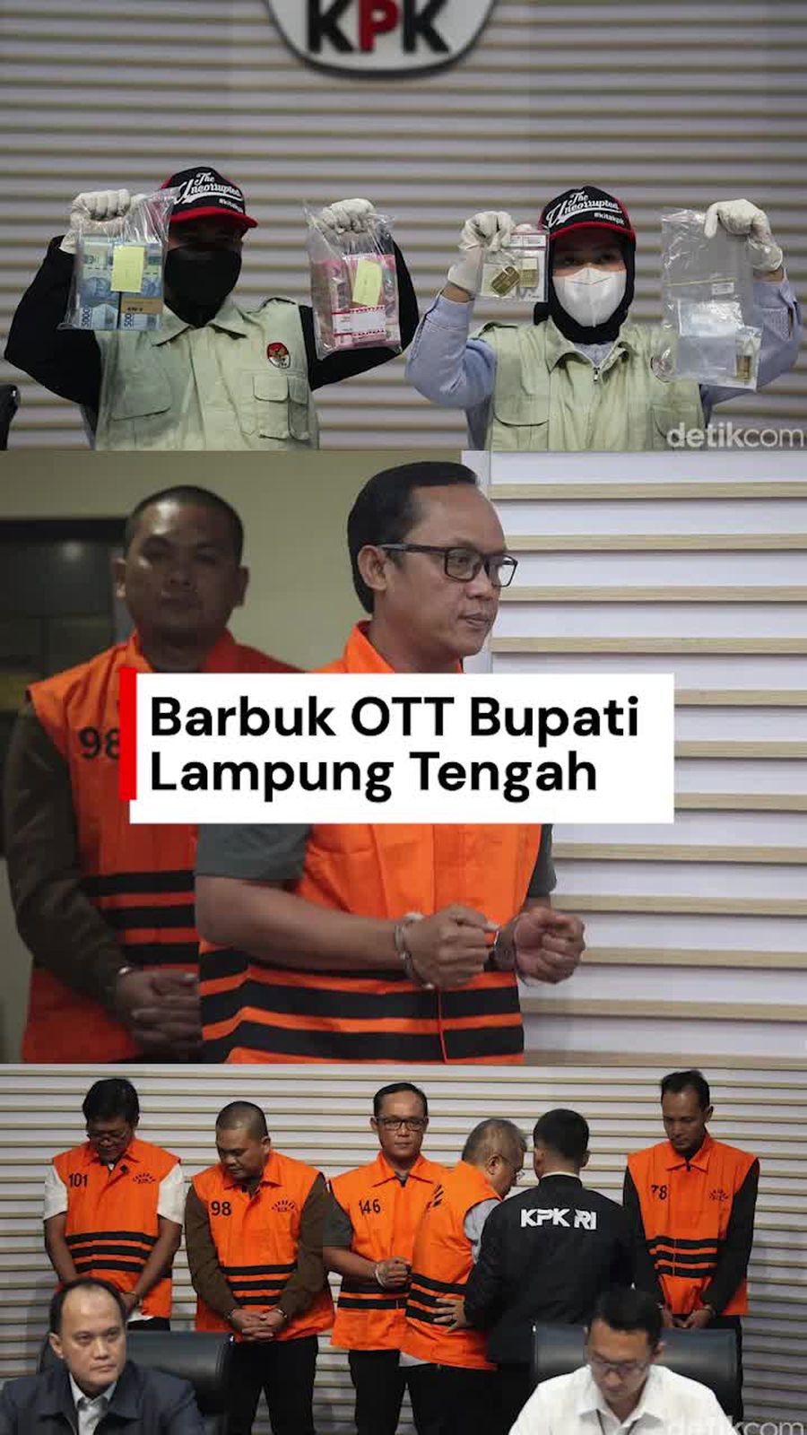 Video: Gepokan Duit-Emas 850 Gram Barbuk OTT Bupati Lampung Tengah