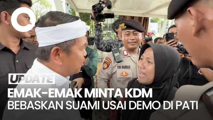 Video: Emak-emak Histeris Minta KDM Bantu Bebaskan Suami Ditahan Demo Pati