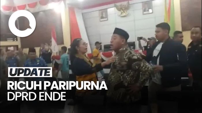 Video Ricuh Paripurna DPRD Ende, Bupati Dievakuasi-Lambang Garuda Kena Lempar
