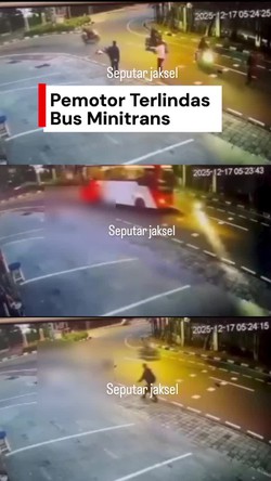 Video Detik-detik Pemotor Tewas Usai Terjatuh dan Terlindas Bus Minitrans di Jaksel