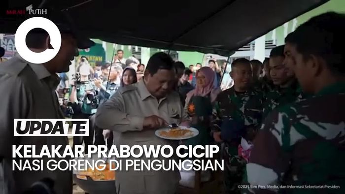 Video Prabowo Cicip Nasi Goreng di Pengungsian: Kok Tahu Saya Belum Makan?