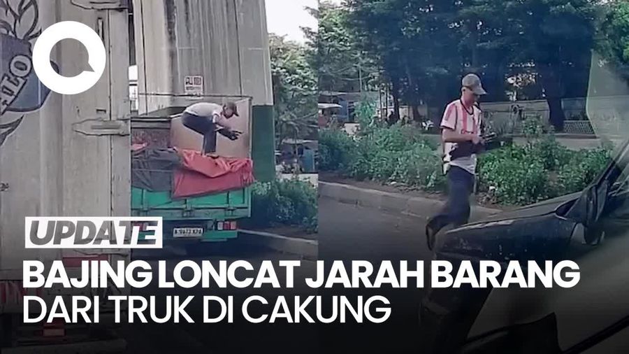 Video: Viral! Aksi Bajing Loncat Jarah Barang dari Dalam Truk di Cakung