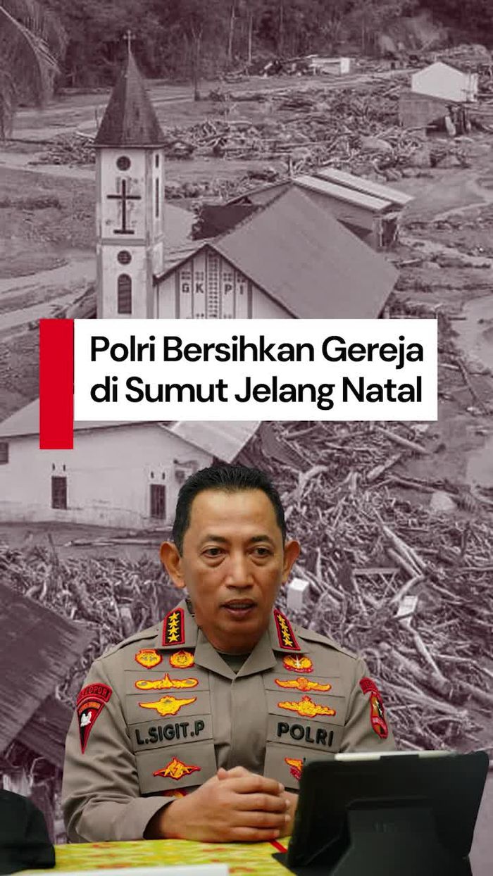Video Jelang Natal, Polri Bersihkan Gereja Terdampak Bencana di Sumut
