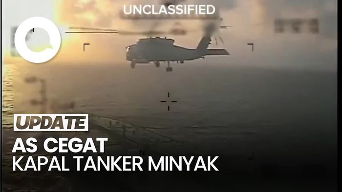 Video: Momen Helikopter AS Cegat Kapal Tanker di Laut Karibia
