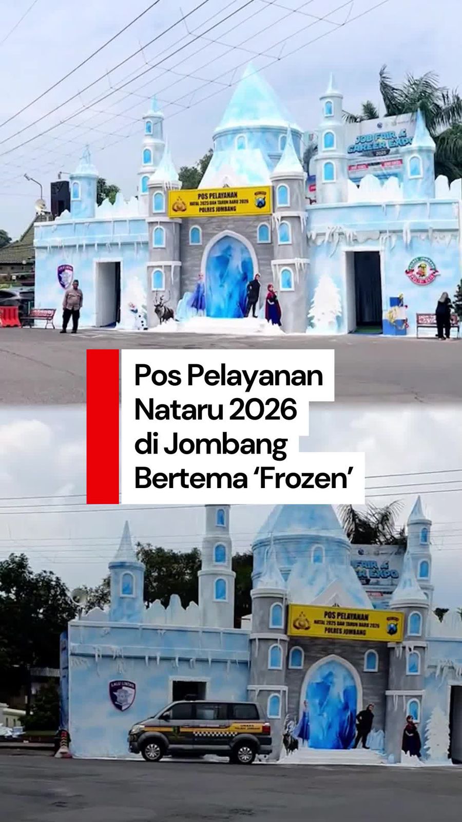 Video Unik! Pos Pelayanan Nataru 2026 Jombang Hadirkan Tema Frozen