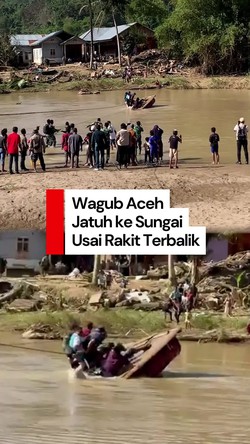 Video: Detik-detik Wagub Aceh Jatuh ke Sungai saat Tinjau Lokasi Bencana
