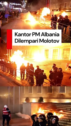 Video Kantor PM Albania Dilempari Molotov Buntut Wakil PM Diduga Korupsi