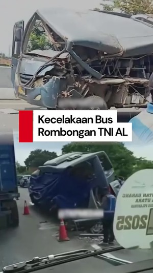 Video Bus Rombongan TNI AL Tabrakan dengan Truk di Medan, 10 Luka