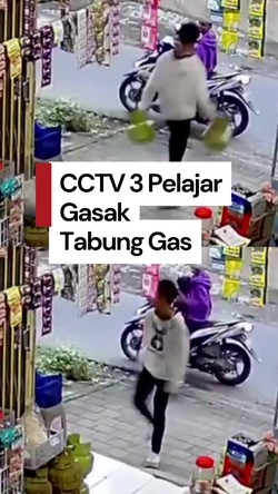 Video: Aksi 3 Pelajar Cengtri di Tabanan Bali Nekat Gasak Tabung Gas di Siang Bolong