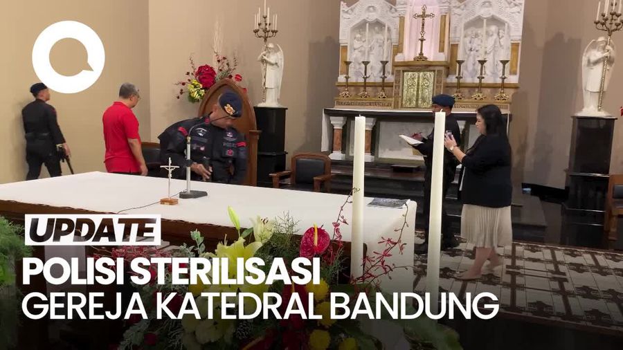 Video Polisi Sterilisasi Gereja Katedral Bandung, Pastikan Misa Natal Aman