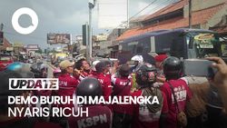 Video: Massa Buruh di Majalengka Blokade Jalan dan Nyaris Ricuh