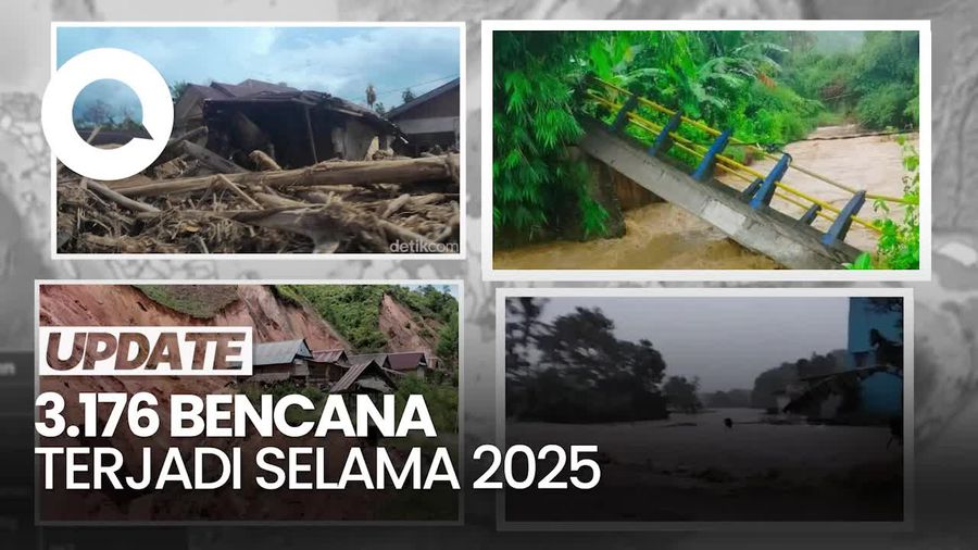 Video BNPB: Total 3.176 Bencana Terjadi Selama 2025, Didominasi Banjir-Longsor