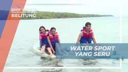 Berselancar Seru dengan Tarikan Kapal di Pulau Leebong, Belitung