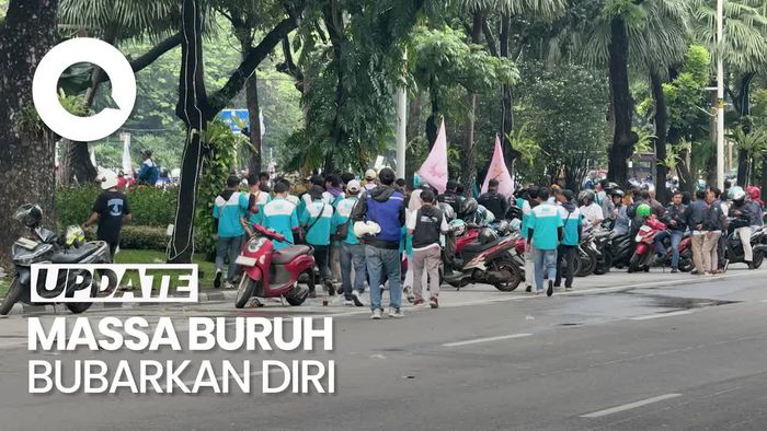 Video Demo Buruh Bubar, Akses Jalan Medan Merdeka Selatan Kembali Dibuka