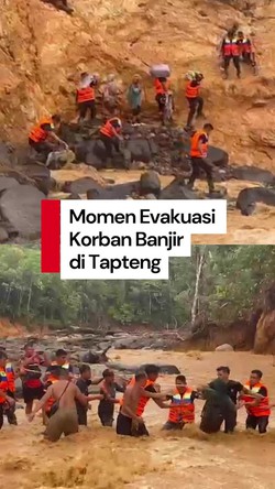 Video: Momen Evakuasi Warga Terisolasi Banjir Susulan di Tapanuli Tengah