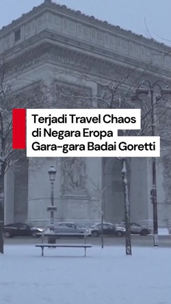 Video Travel Chaos di Eropa Imbas Salju Lebat karena Badai Goretti