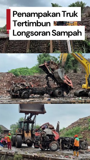 Video: Kondisi Truk Ringsek Usai Tertimbun Longsor Bantargebang