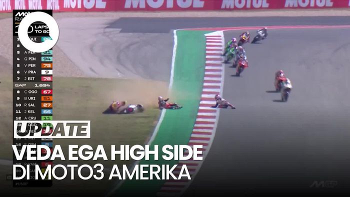 Video Detik-detik Veda Ega Terpelanting di Moto3 Amerika
