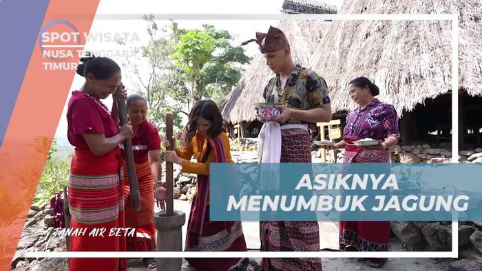 Asyiknya Menumbuk Jagung Tradisional di Desa Duarato, Nusa Tenggara Timur