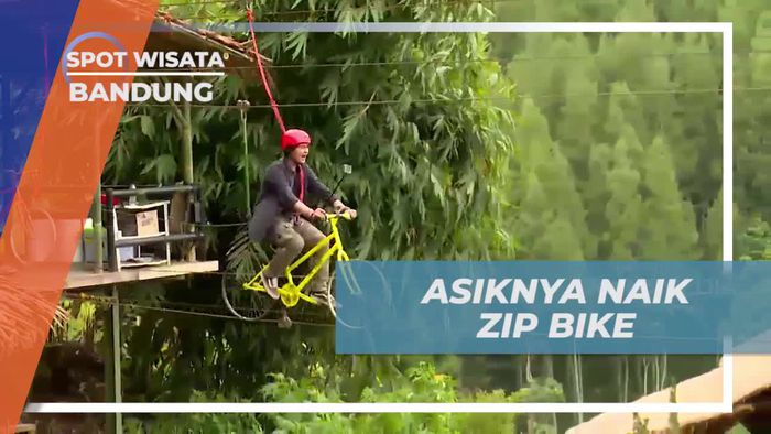 Bergoyang Asyik Naik Zip Bike di The Lodge Maribaya, Bandung