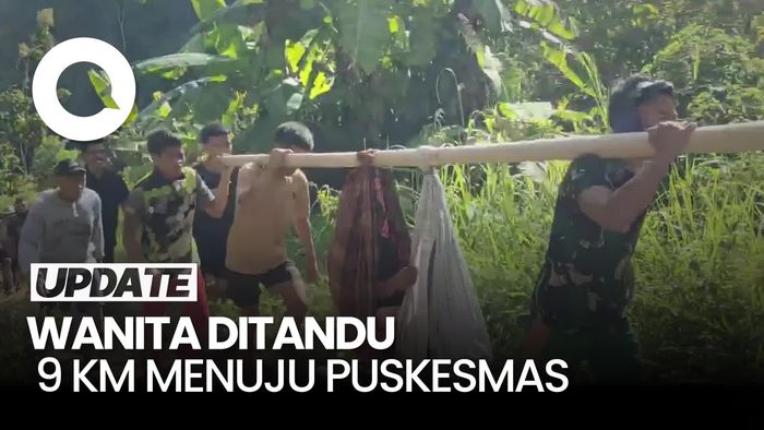 Video: Miris! Wanita di Poman Ditandu 9 Km ke Puskesmas gegara Jalan Rusak