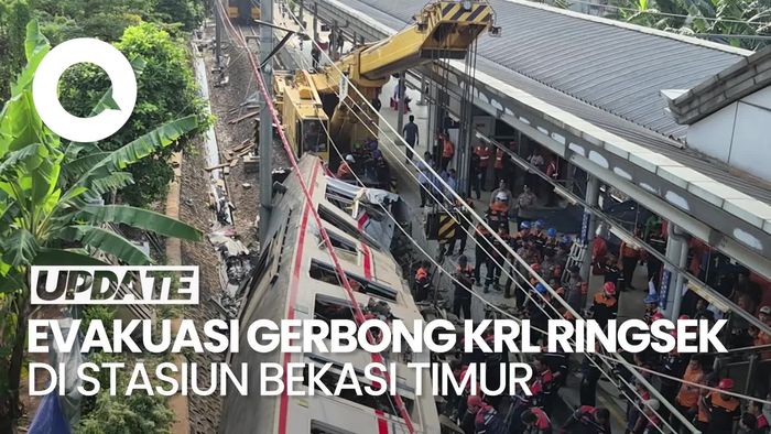 Video: Proses Evakuasi Gerbong KRL di Stasiun Bekasi Timur Masih Berlangsung