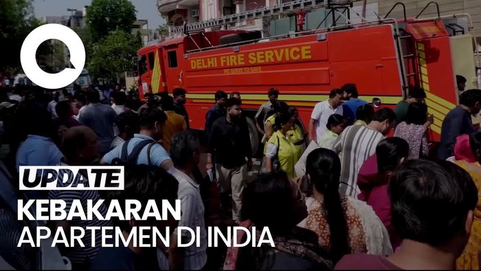 Video Kebakaran Apartemen di New Delhi India, 9 Tewas