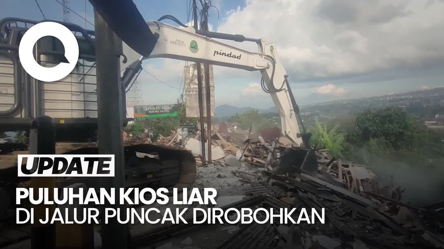 Video: Dijanjikan Kompensasi oleh KDM, Puluhan Kios Liar Jalur Puncak Dirobohkan