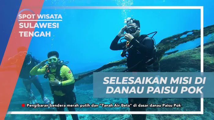 Menyelesaikan Misi Mengibarkan Bendera Di Dalam Air Di Danau Paisu Pok, Sulawesi Tengah