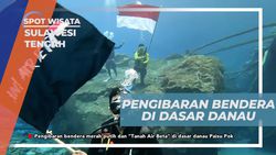Mengibarkan Bendera Di Dasar Danau Paisu Pok, Sulawesi Tengah