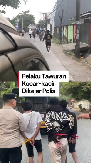Video: Momen Pelaku Tawuran di Makassar Kocar-kacir Dikejar Polisi