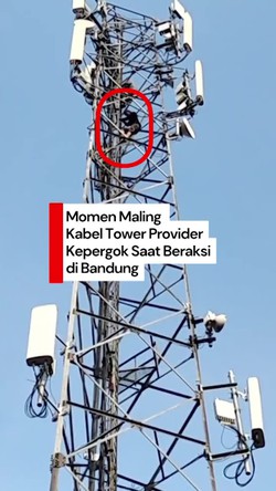 Video: Momen Maling Kabel Tower Provider Kepergok Saat Beraksi di Bandung