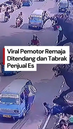 Video Remaja Tendang Sesama Pelajar hingga Tabrak Penjual Es di Sukabumi