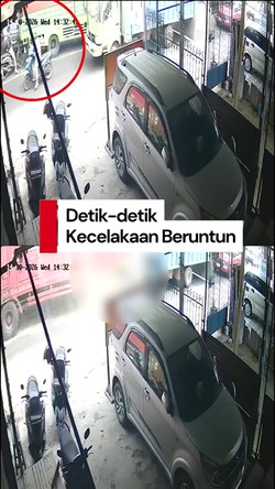 Video: Detik-detik Truk Rem Blong Tabrak Truk hingga Motor Terjepit di Parepare
